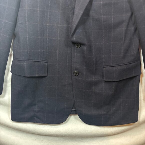 Brooks Brothers Madision 1818 Navy Blue Checked Pattern Mens Blazer  2 Button 42 - Picture 8 of 16